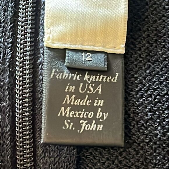 St. John Collection 70% Wool Knit Sheath Dress Size 12 Black (read description) - Picture 13 of 16